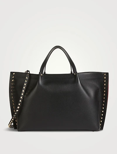 Medium Rockstud Leather Tote Bag