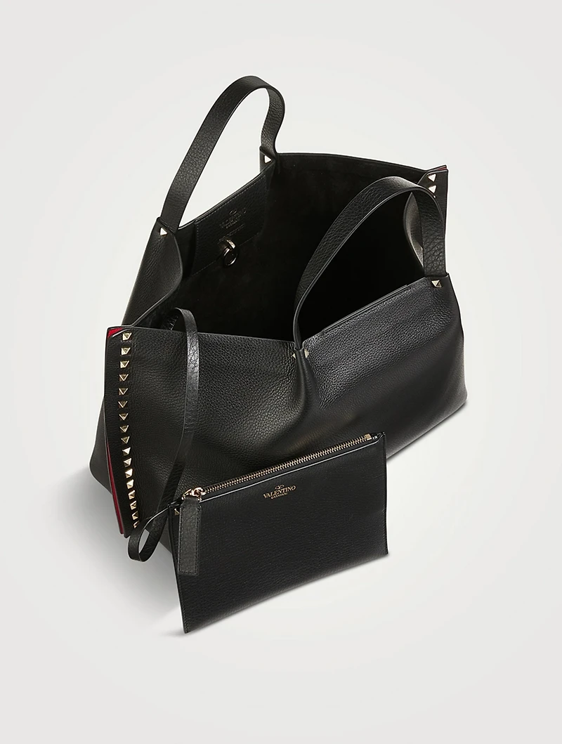 Rockstud Leather Tote Bag