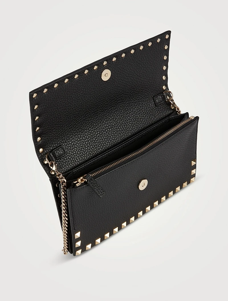 Rockstud Leather Crossbody Pouch