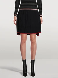 Merino Wool Pleated Skirt With Contrast Tipping