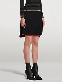 Merino Wool Pleated Skirt With Contrast Tipping