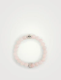 Bohème Rose Quartz Beaded Bracelet With Silver Topaz Moon Charm