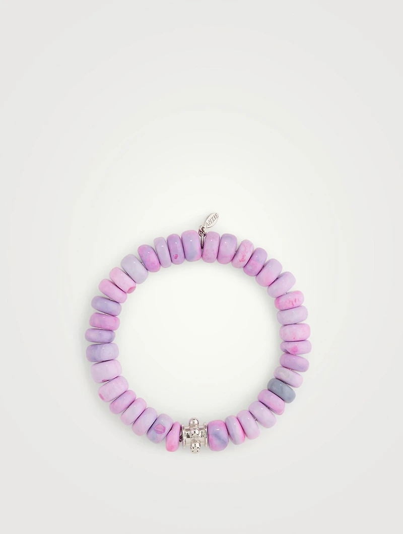 Bohème Lavender Opal Beaded Bracelet With Silver Charm