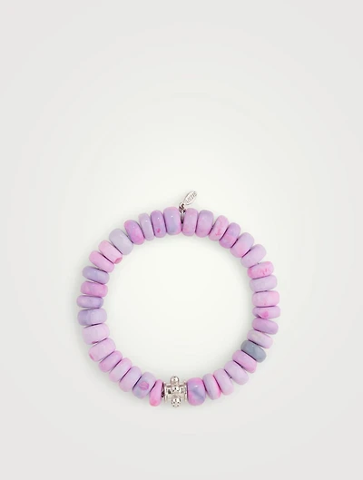 Bohème Lavender Opal Beaded Bracelet With Silver Charm