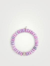 Bohème Lavender Opal Beaded Bracelet With Silver Charm