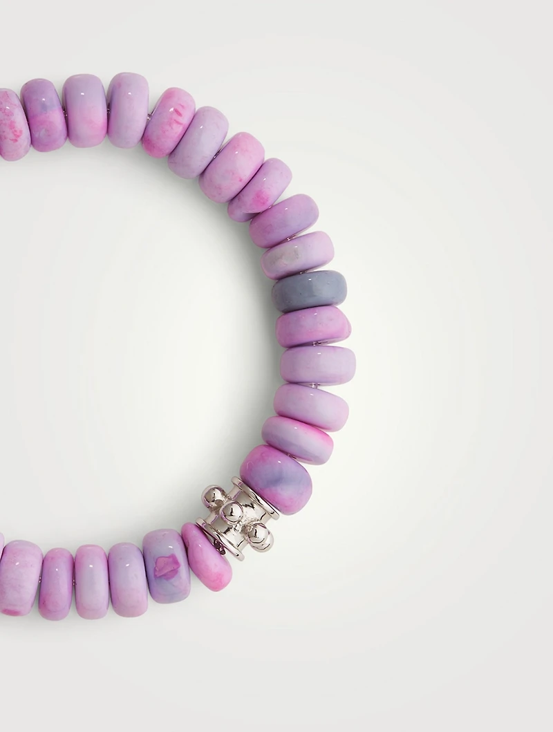 Bohème Lavender Opal Beaded Bracelet With Silver Charm