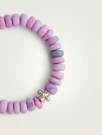 Bohème Lavender Opal Beaded Bracelet With Silver Charm