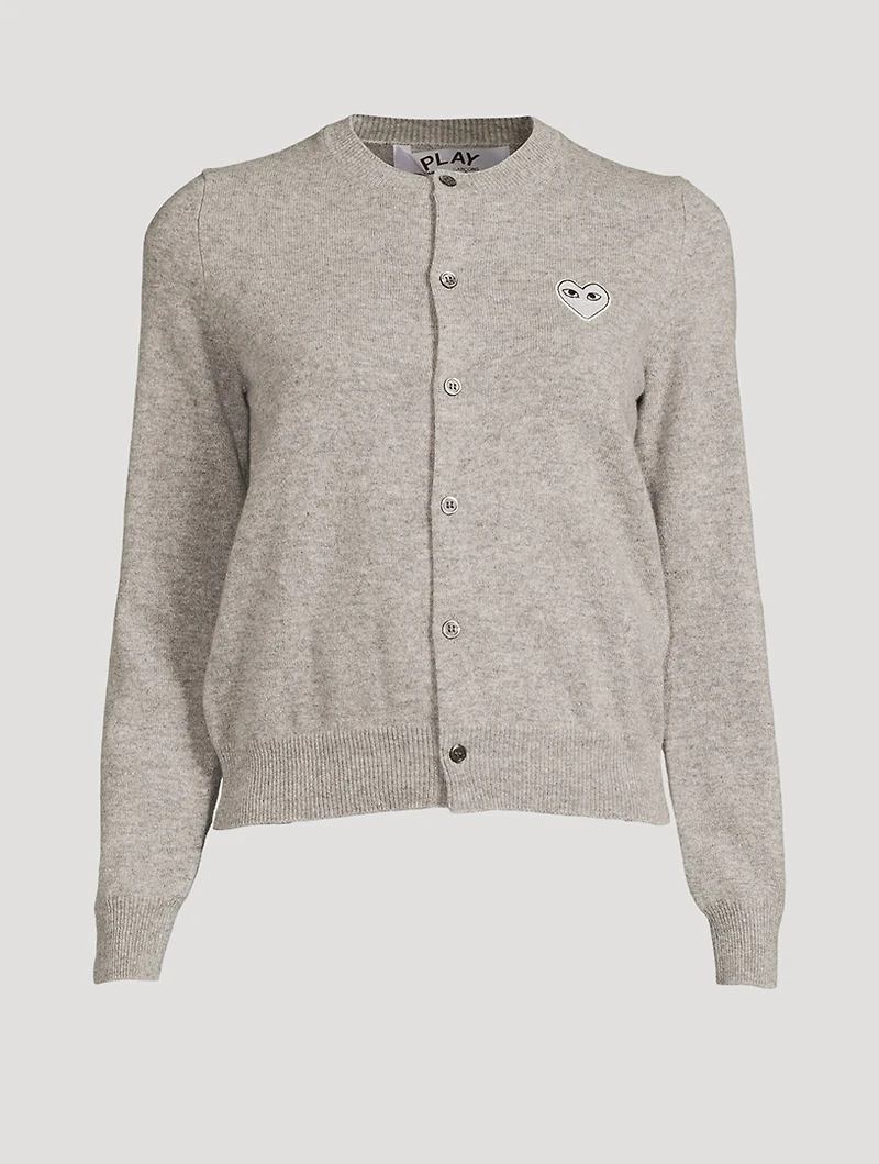 Embroidered Heart Wool Cardigan