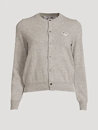 Embroidered Heart Wool Cardigan