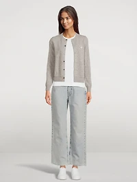 Embroidered Heart Wool Cardigan