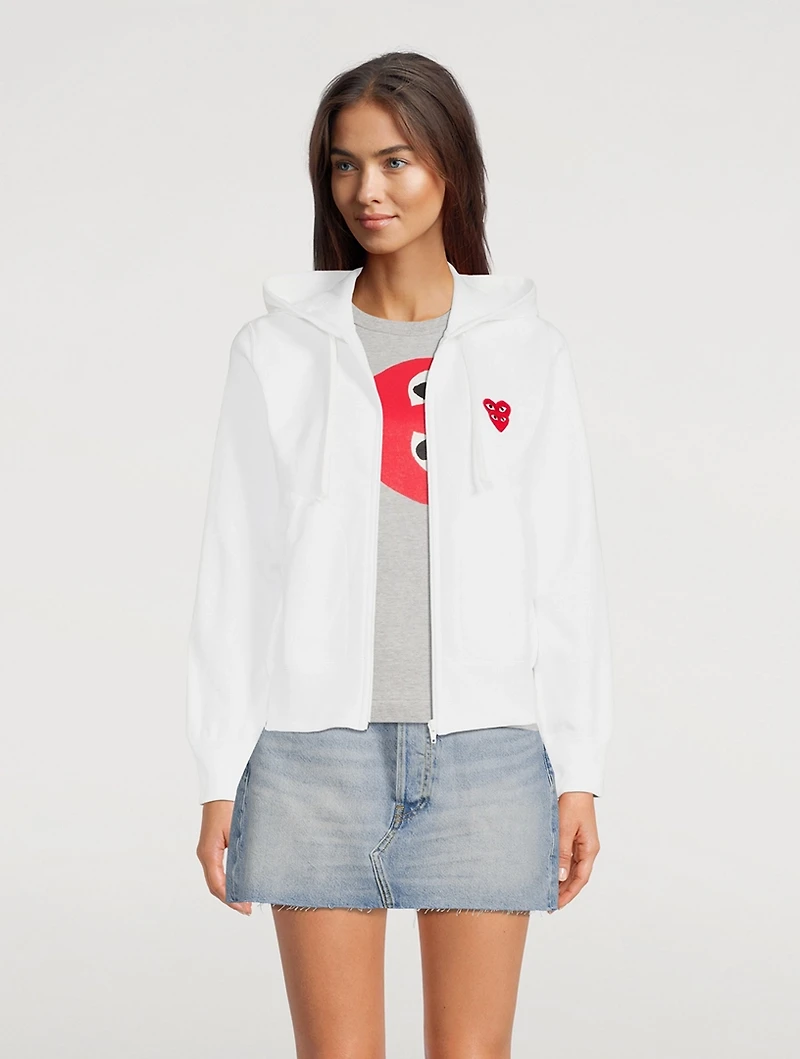 Double Heart Zip-Front Hoodie