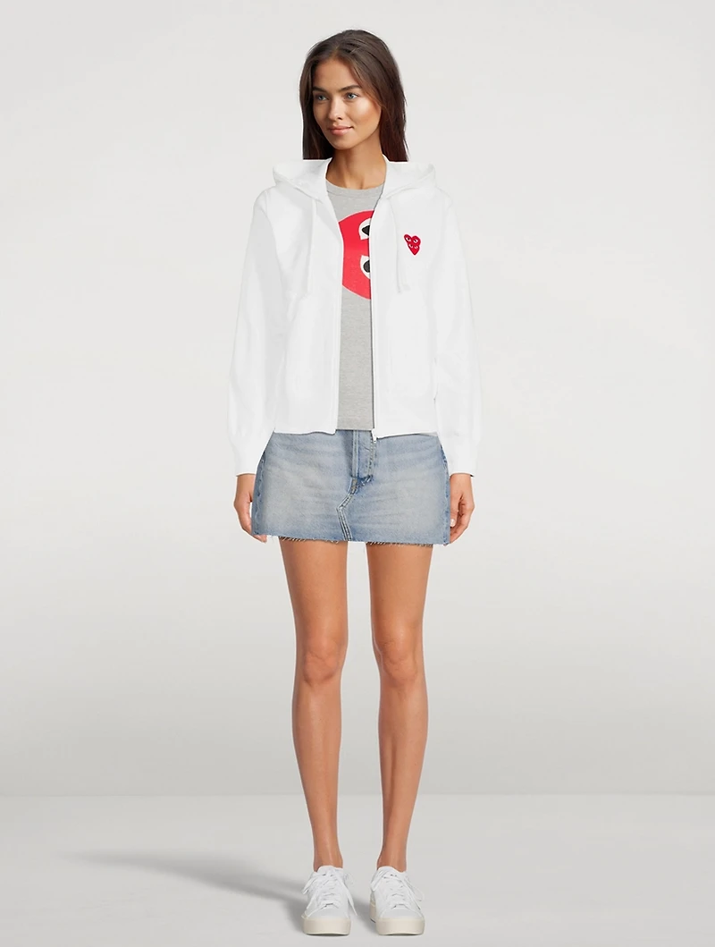 Double Heart Zip-Front Hoodie