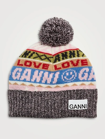 Graphic Wool Toque With Pom