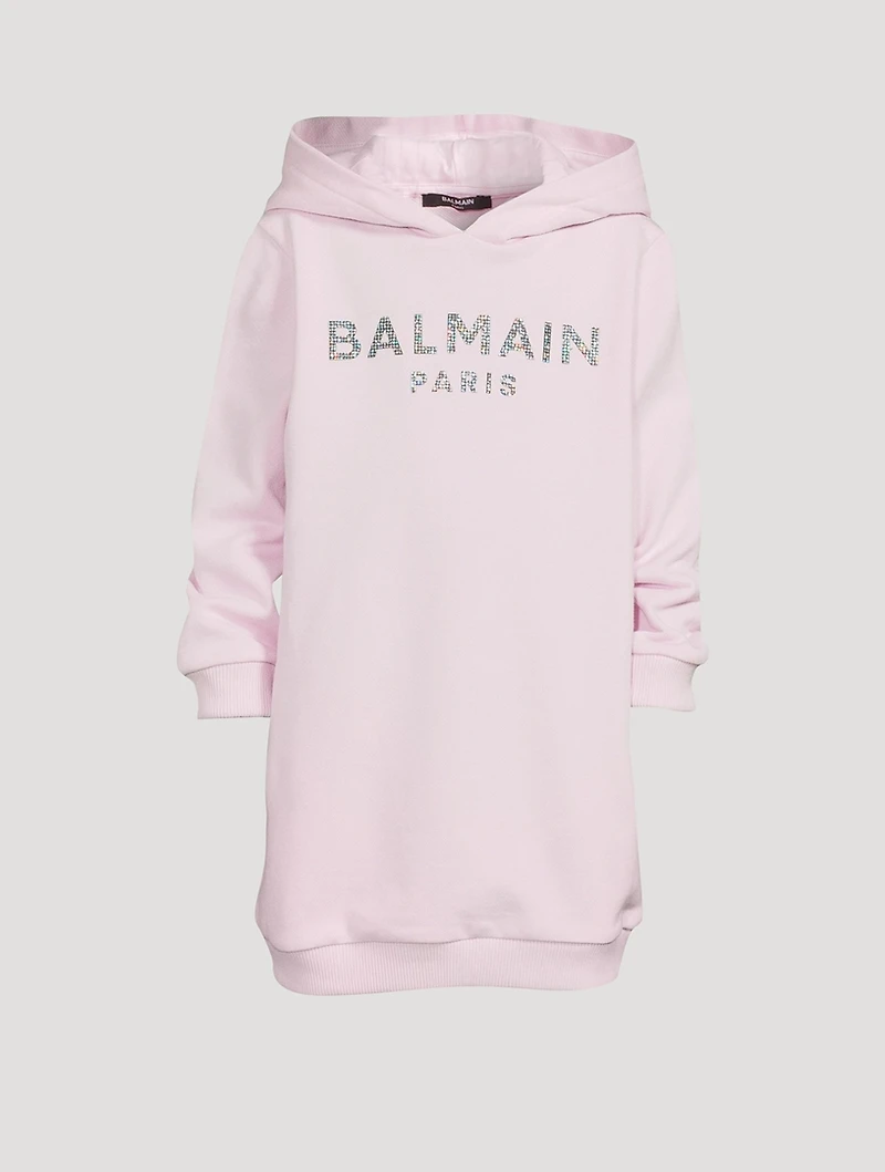 Kids Cotton Hoodie Dress With Logo