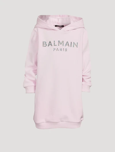 Kids Cotton Hoodie Dress With Logo