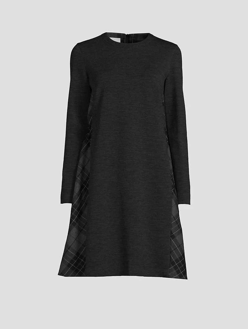 Mixed-Media Wool Jersey Dress