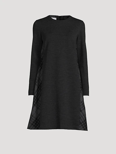 Mixed-Media Wool Jersey Dress