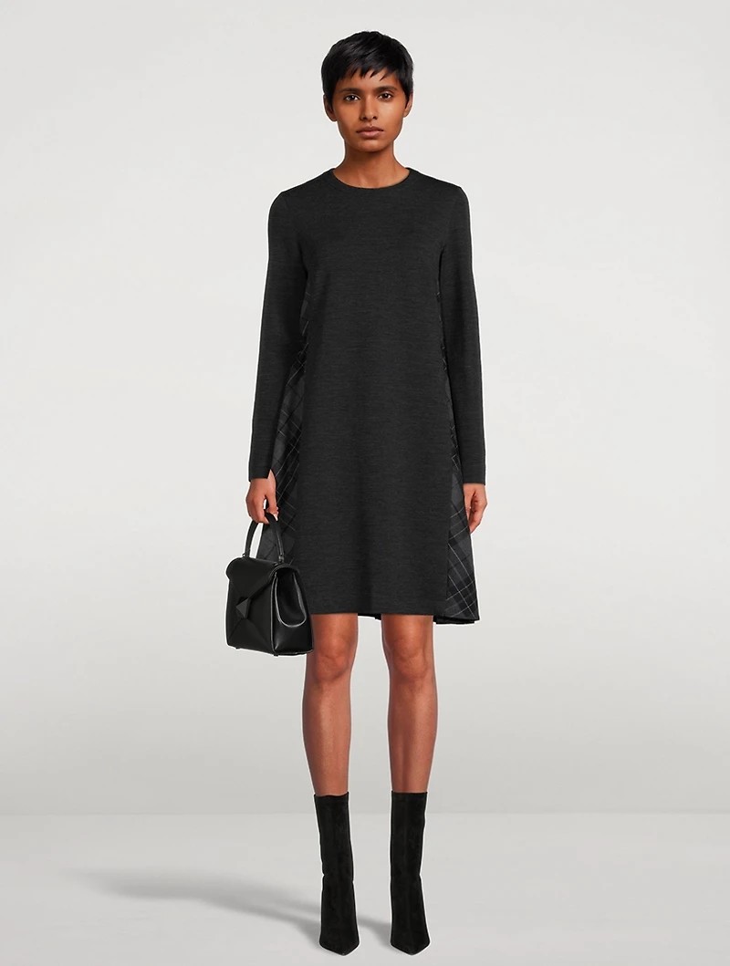 Mixed-Media Wool Jersey Dress