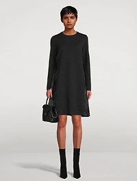 Mixed-Media Wool Jersey Dress