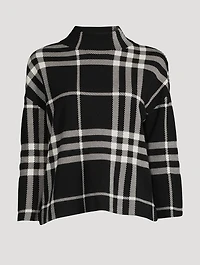 Plaid Jacquard Funnelneck Sweater