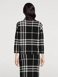 Plaid Jacquard Funnelneck Sweater