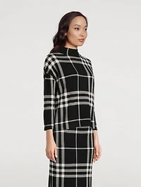 Plaid Jacquard Funnelneck Sweater