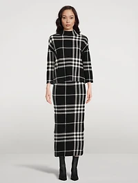 Plaid Jacquard Funnelneck Sweater