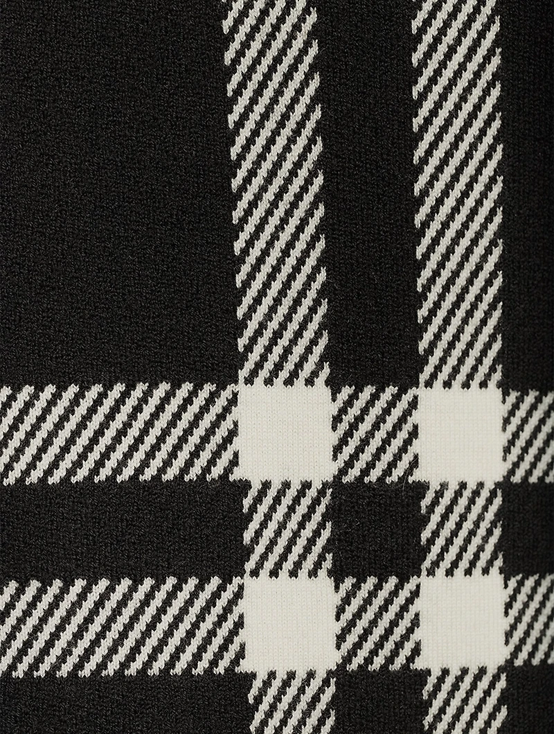 Plaid Jacquard Funnelneck Sweater