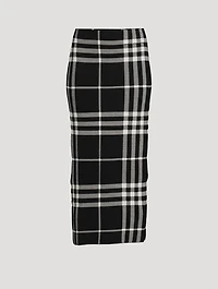 Plaid Jacquard Knit Pencil Skirt