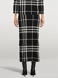 Plaid Jacquard Knit Pencil Skirt
