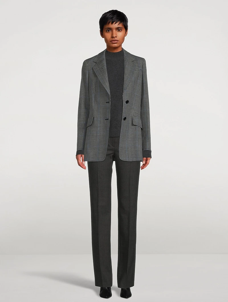 Prince of Wales Wool Fresco Boyfriend Blazer