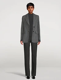 Prince of Wales Wool Fresco Boyfriend Blazer