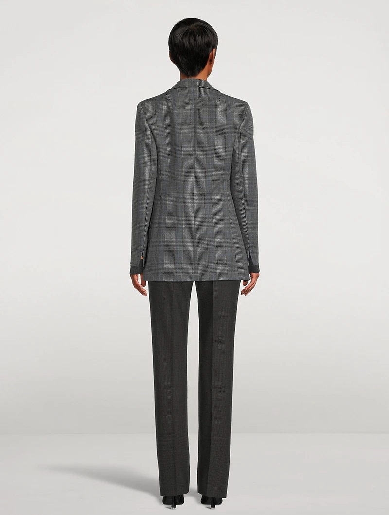 Prince of Wales Wool Fresco Boyfriend Blazer