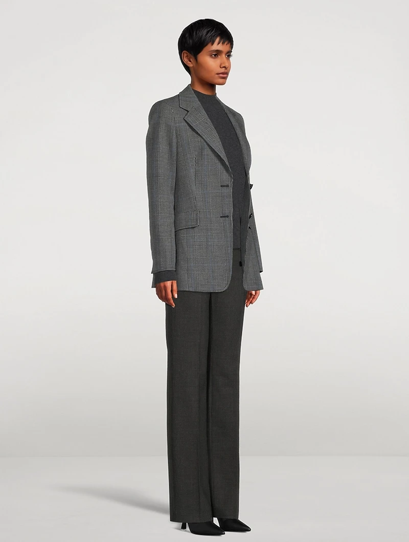 Prince of Wales Wool Fresco Boyfriend Blazer