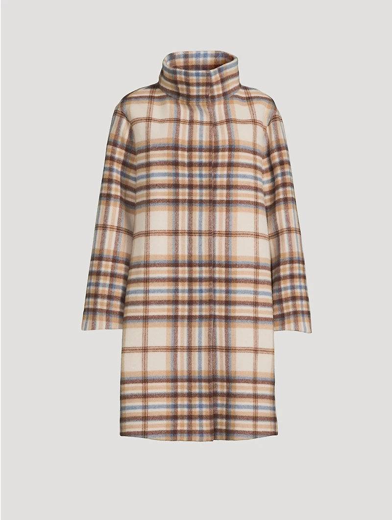 Cocoon Coat Plaid Print