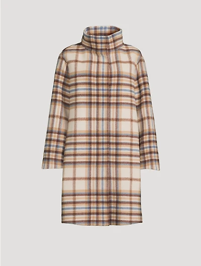 Cocoon Coat Plaid Print