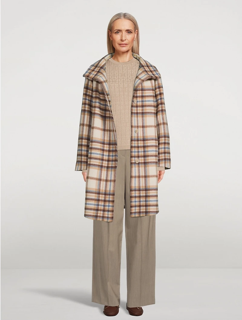 Cocoon Coat Plaid Print