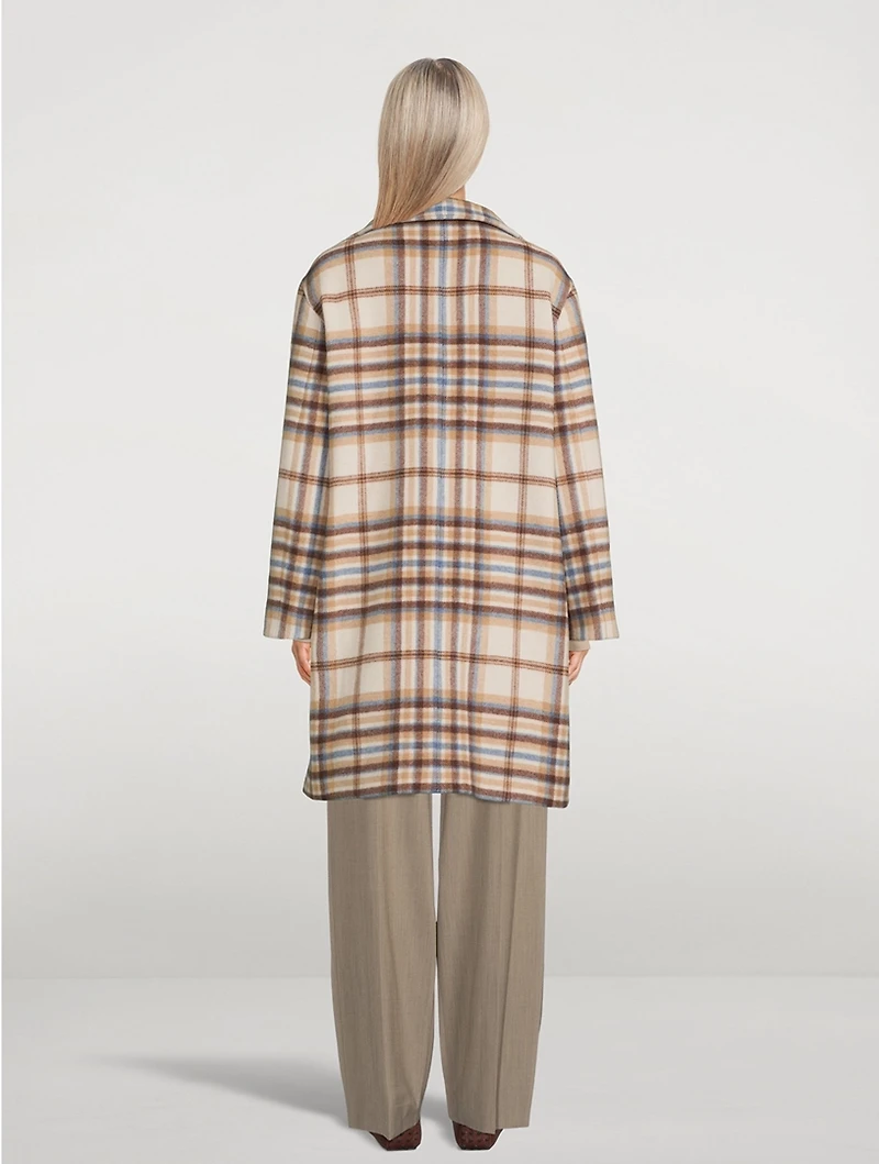 Cocoon Coat Plaid Print