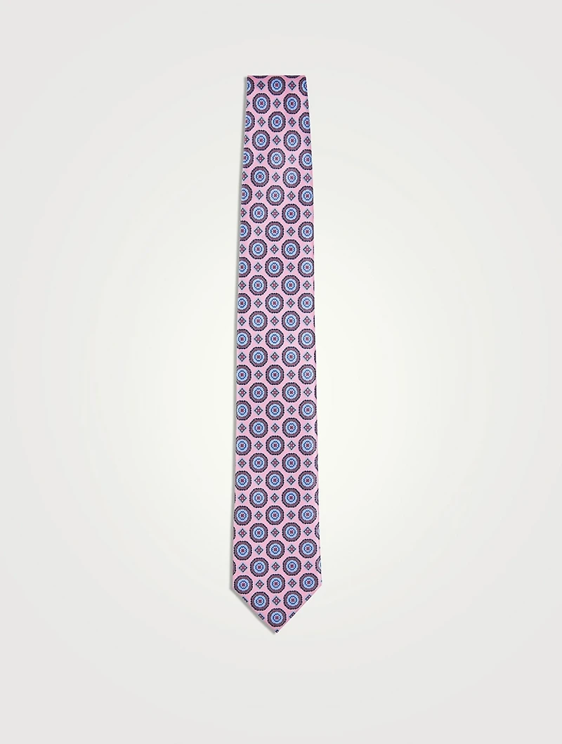 Silk Tie In Geometric Print