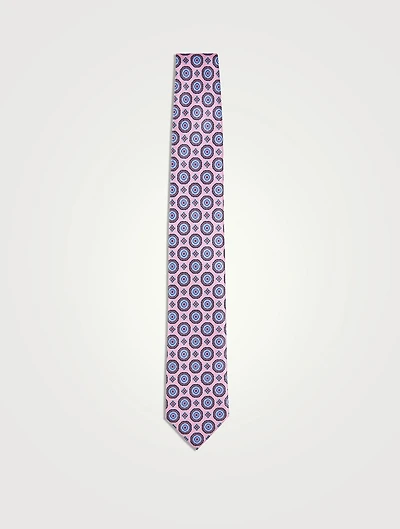 Silk Tie In Geometric Print