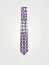 Silk Tie In Geometric Print