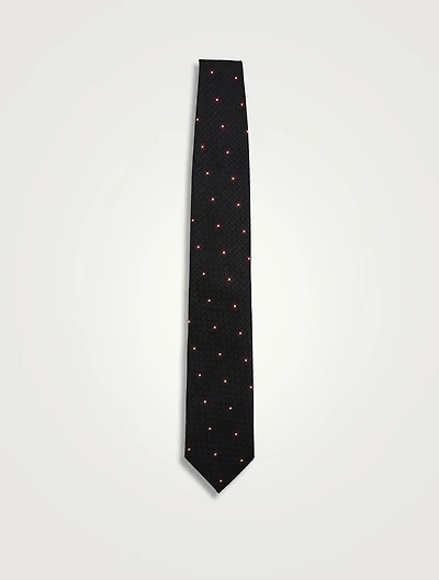 Silk Tie In Polka Dot Print