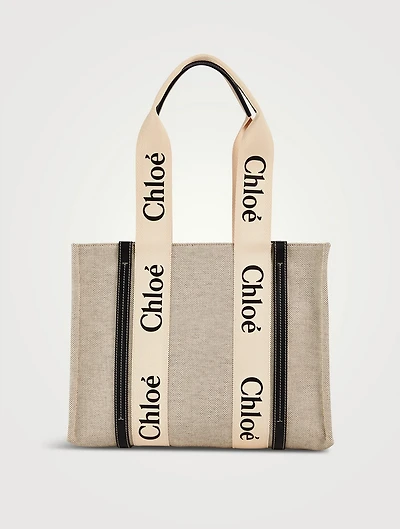 Medium Woody Linen Tote Bag