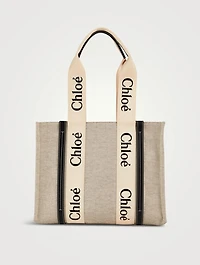 Medium Woody Linen Tote Bag
