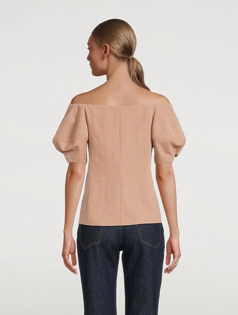 Off-The-Shoulder Wool Blouse