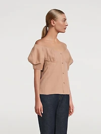 Off-The-Shoulder Wool Blouse