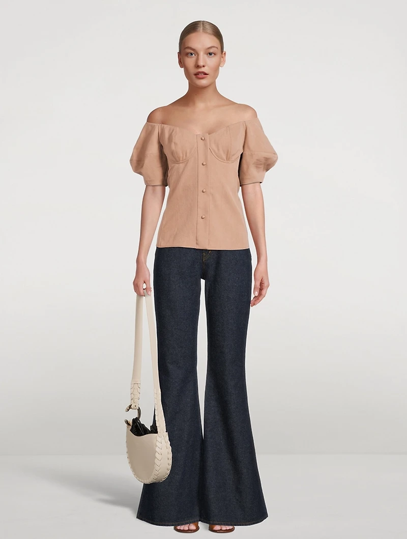 Off-The-Shoulder Wool Blouse