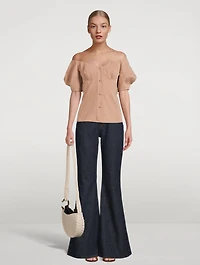 Off-The-Shoulder Wool Blouse