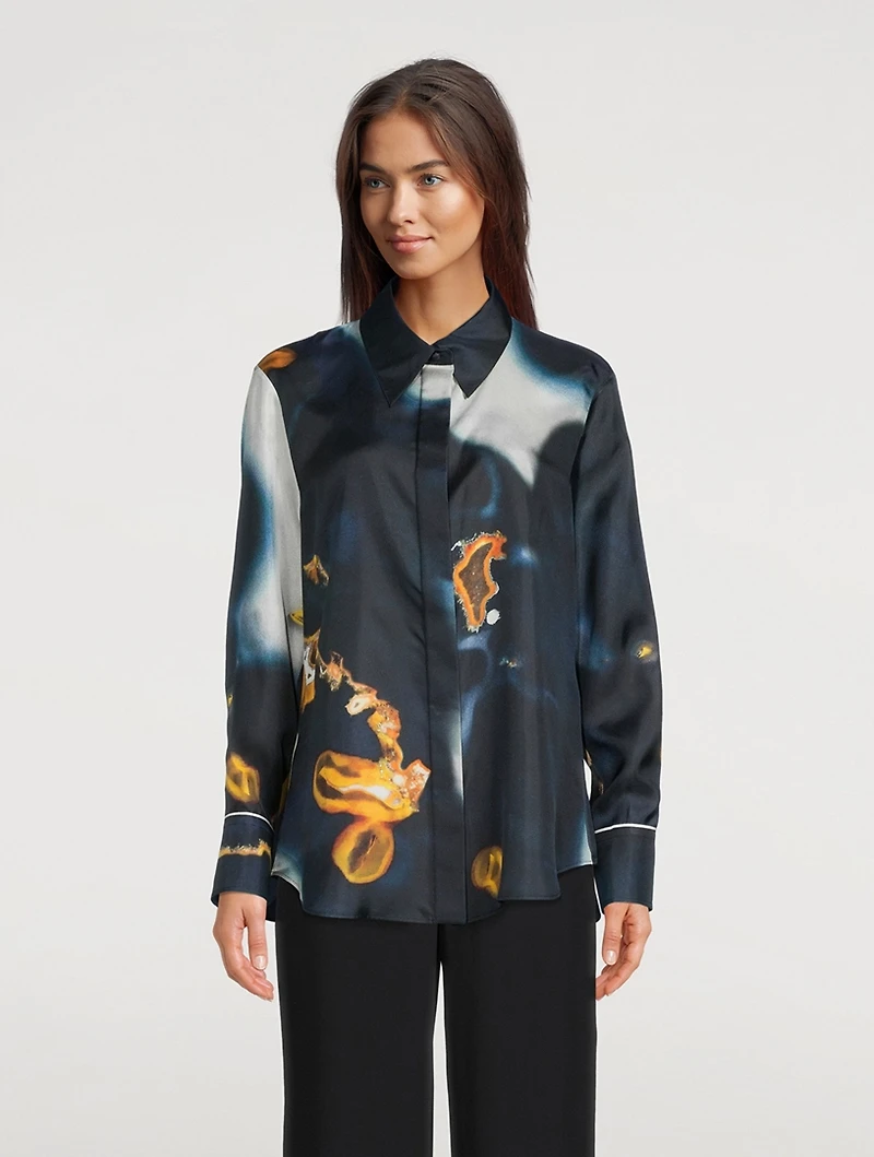 Silk Shirt Stone Print