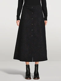 A-Line Tweed Midi Skirt